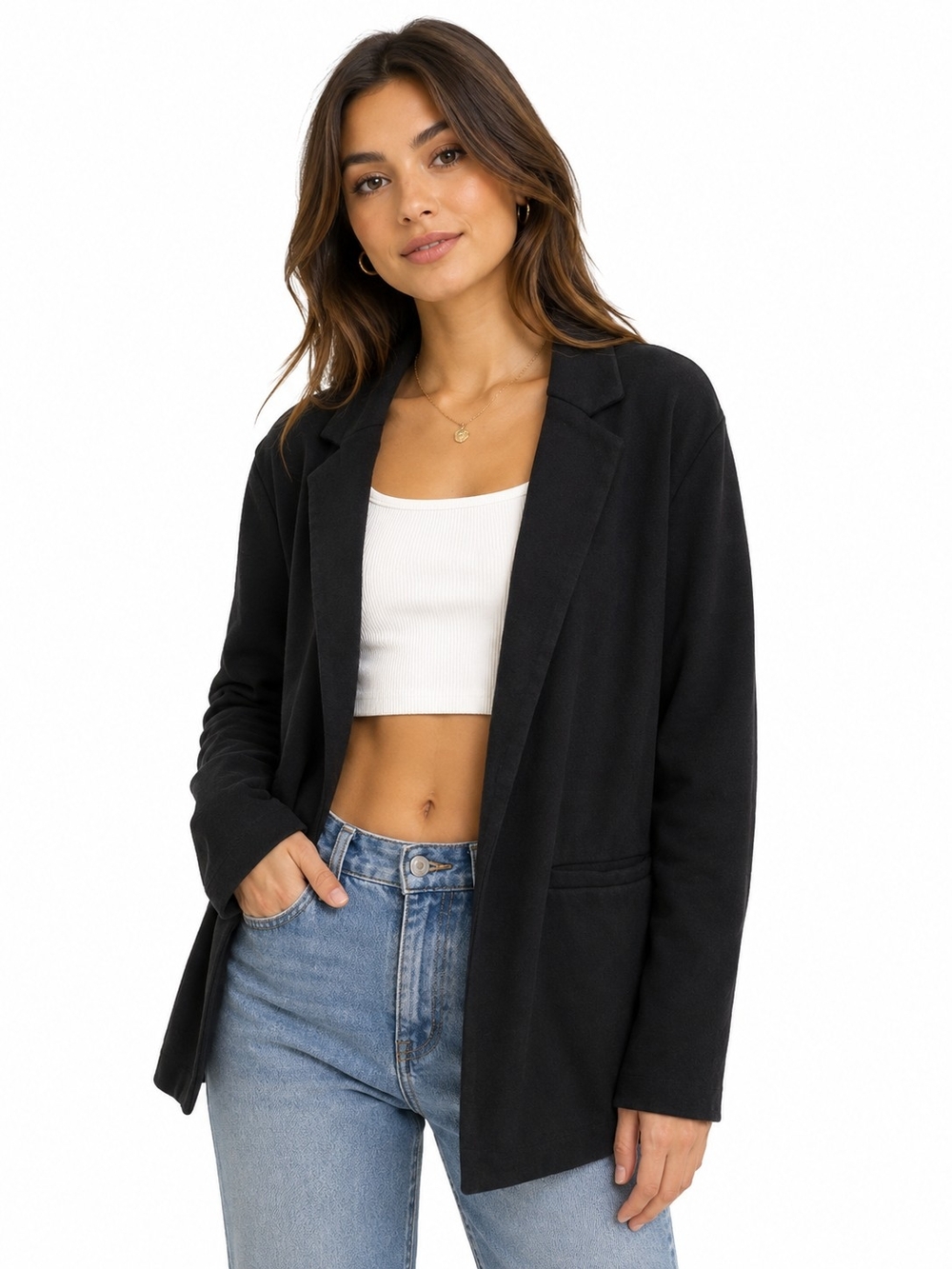Old Navy Black Open-Front Knit Blazer